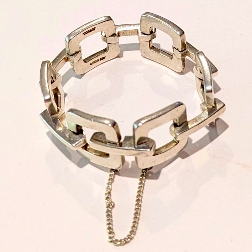 925 Mexico Jondell Heavy Sterling Silver Square Link Bracelet 58.9g